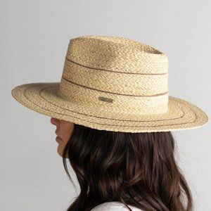 Women’s Gigi Pip - Camila Fedora- Natural straw  with Stripes- SZ: S/M (57) Rare